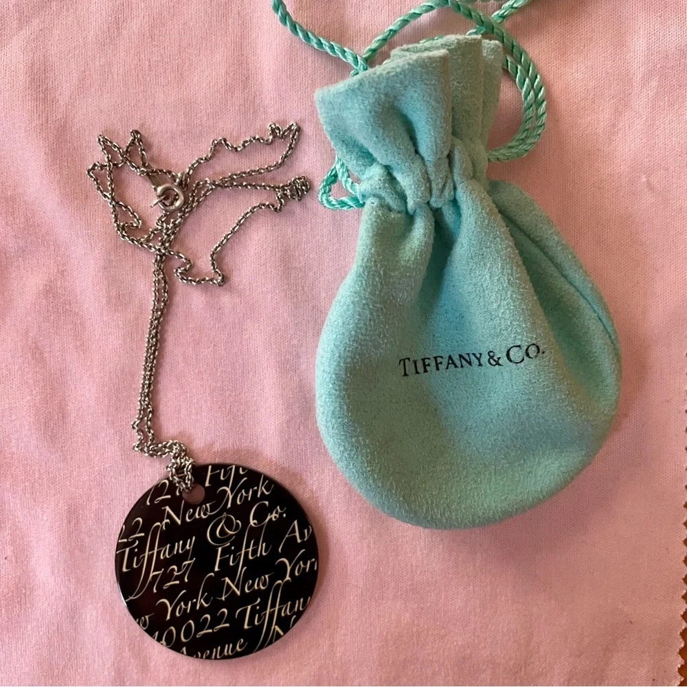 Tiffany & Co. Silver/ Onix  Pendant Necklace - Picture 5 of 6